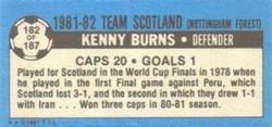 1981-82 Topps Footballer - Singles #182 Kenny Burns Back
