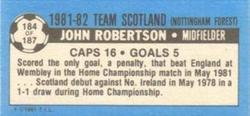 1981-82 Topps Footballer - Singles #184 John Robertson Back