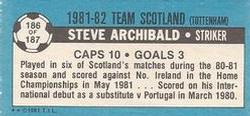 1981-82 Topps Footballer - Singles #186 Steve Archibald Back
