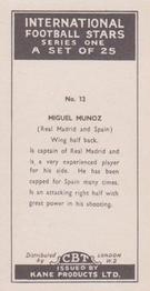 1958 Kane International Football Stars #12 Miguel Munoz Back