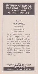 1958 Kane International Football Stars #17 Billy Liddell Back