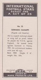 1958 Kane International Football Stars #22 Gerhard Hanappi Back