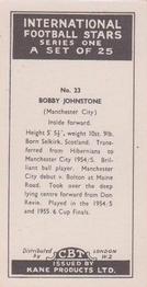 1958 Kane International Football Stars #23 Bobby Johnstone Back