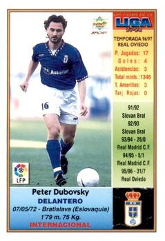 1997-98 Mundicromo Sport Las Fichas de La Liga #355 Peter Dubovsky Back