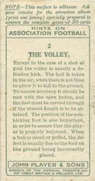 1934 Player's Hints On Association Football #2 The Volley, Back