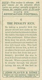 1934 Player's Hints On Association Football #6 The Penalty Kick, Back
