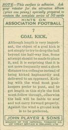 1934 Player's Hints On Association Football #7 Goal Kick, Back