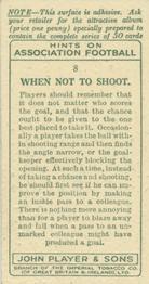1934 Player's Hints On Association Football #8 When Not to Shoot, Back