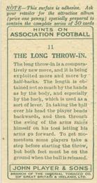1934 Player's Hints On Association Football #11 The Long Throw In, Back
