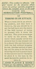 1934 Player's Hints On Association Football #12 Throw In on Attack, Back