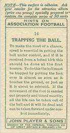 1934 Player's Hints On Association Football #14 Trapping the Ball, Back