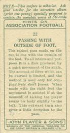 1934 Player's Hints On Association Football #22 Passing with the Outside of the Foot, Back