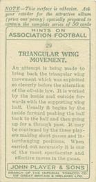 1934 Player's Hints On Association Football #29 Triangular Wing Movement, Back