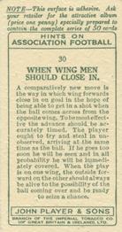 1934 Player's Hints On Association Football #30 When Wing Men Should Close In, Back