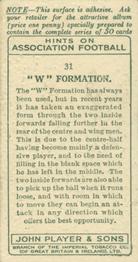 1934 Player's Hints On Association Football #31 'W' Formation, Back