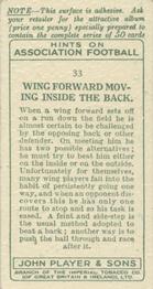 1934 Player's Hints On Association Football #33 Wing Forward Moving Inside the Back, Back