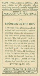 1934 Player's Hints On Association Football #34 Shooting on the Run, Back