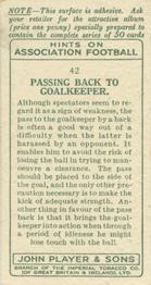 1934 Player's Hints On Association Football #42 Passing Back to Goalkeeper, Back