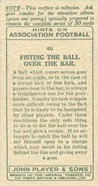 1934 Player's Hints On Association Football #46 Fisting the Ball over the Bar, Back