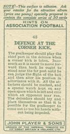 1934 Player's Hints On Association Football #48 Defence at the Corner Kick, Back