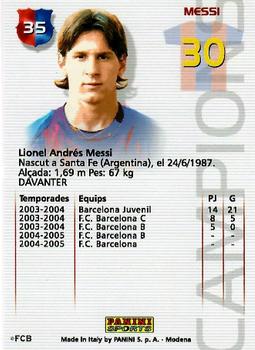 2004-05 Panini Megacracks Barca Campeón / Campió #35 Messi Back
