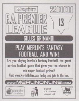 2000-01 Merlin F.A. Premier League 2001 #13 Gilles Grimandi Back