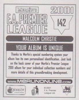 2000-01 Merlin F.A. Premier League 2001 #142 Malcolm Christie Back