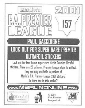 2000-01 Merlin F.A. Premier League 2001 #157 Paul Gascoigne Back