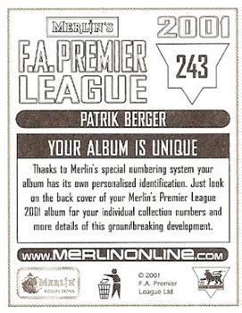 2000-01 Merlin F.A. Premier League 2001 #243 Patrik Berger Back