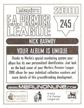 2000-01 Merlin F.A. Premier League 2001 #245 Nick Barmby Back