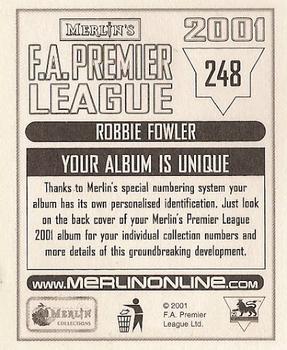 2000-01 Merlin F.A. Premier League 2001 #248 Robbie Fowler Back