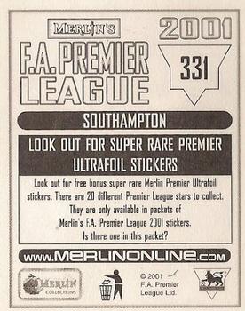 2000-01 Merlin F.A. Premier League 2001 #331 Kit Back