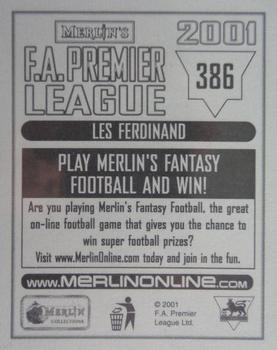 2000-01 Merlin F.A. Premier League 2001 #386 Les Ferdinand Back