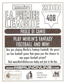 2000-01 Merlin F.A. Premier League 2001 #408 Paolo Di Canio Back