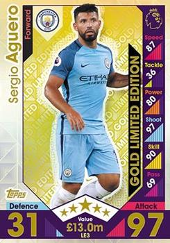 2016-17 Topps Match Attax Premier League - Limited Edition Gold #LE3 Sergio Aguero Front