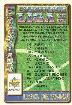 1996-97 Mundicromo Sport Las Fichas de La Liga - Bajas #NNO Lista de Bajas Front