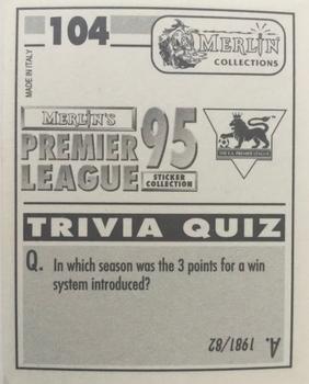 1994-95 Merlin's Premier League 95 #104 Brian Borrows Back
