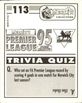 1994-95 Merlin's Premier League 95 #113 Cobi Jones Back