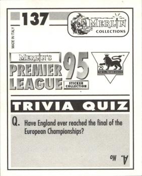 1994-95 Merlin's Premier League 95 #137 Bobby Bowry Back