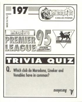 1994-95 Merlin's Premier League 95 #197 John Lukic Back