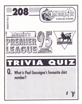 1994-95 Merlin's Premier League 95 #208 Gordon Strachan Back