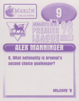 1997-98 Merlin F.A. Premier League 98 #9 Alex Manninger Back