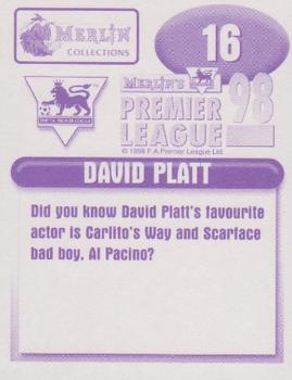 1997-98 Merlin F.A. Premier League 98 #16 David Platt Back