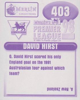 1997-98 Merlin F.A. Premier League 98 #403 David Hirst Back