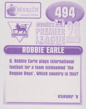 1997-98 Merlin F.A. Premier League 98 #494 Robbie Earle Back