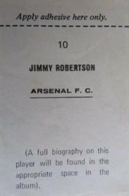 1969-70 FKS Publishers Wonderful World of Soccer Stars #10 Jimmy Robertson Back