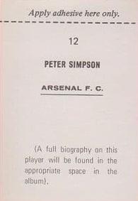 1969-70 FKS Publishers Wonderful World of Soccer Stars #12 Peter Simpson Back