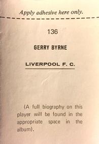 1969-70 FKS Publishers Wonderful World of Soccer Stars #136 Gerry Byrne Back