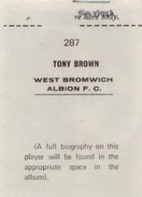 1969-70 FKS Publishers Wonderful World of Soccer Stars #287 Tony Brown Back