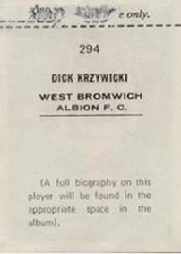 1969-70 FKS Publishers Wonderful World of Soccer Stars #294 Dick Krzywicki Back